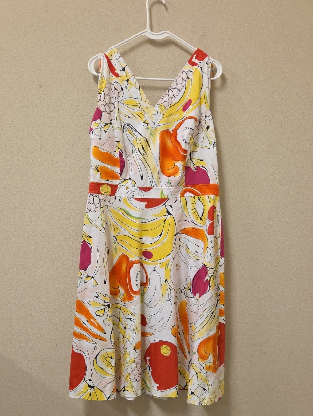 Danny &Nicole Vintage V-Neck Fruit Print Sundress  Size 14